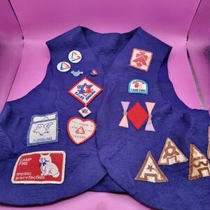 Vintage Camp Fire Girls Blue Bird Vest with Patches Oklahoma